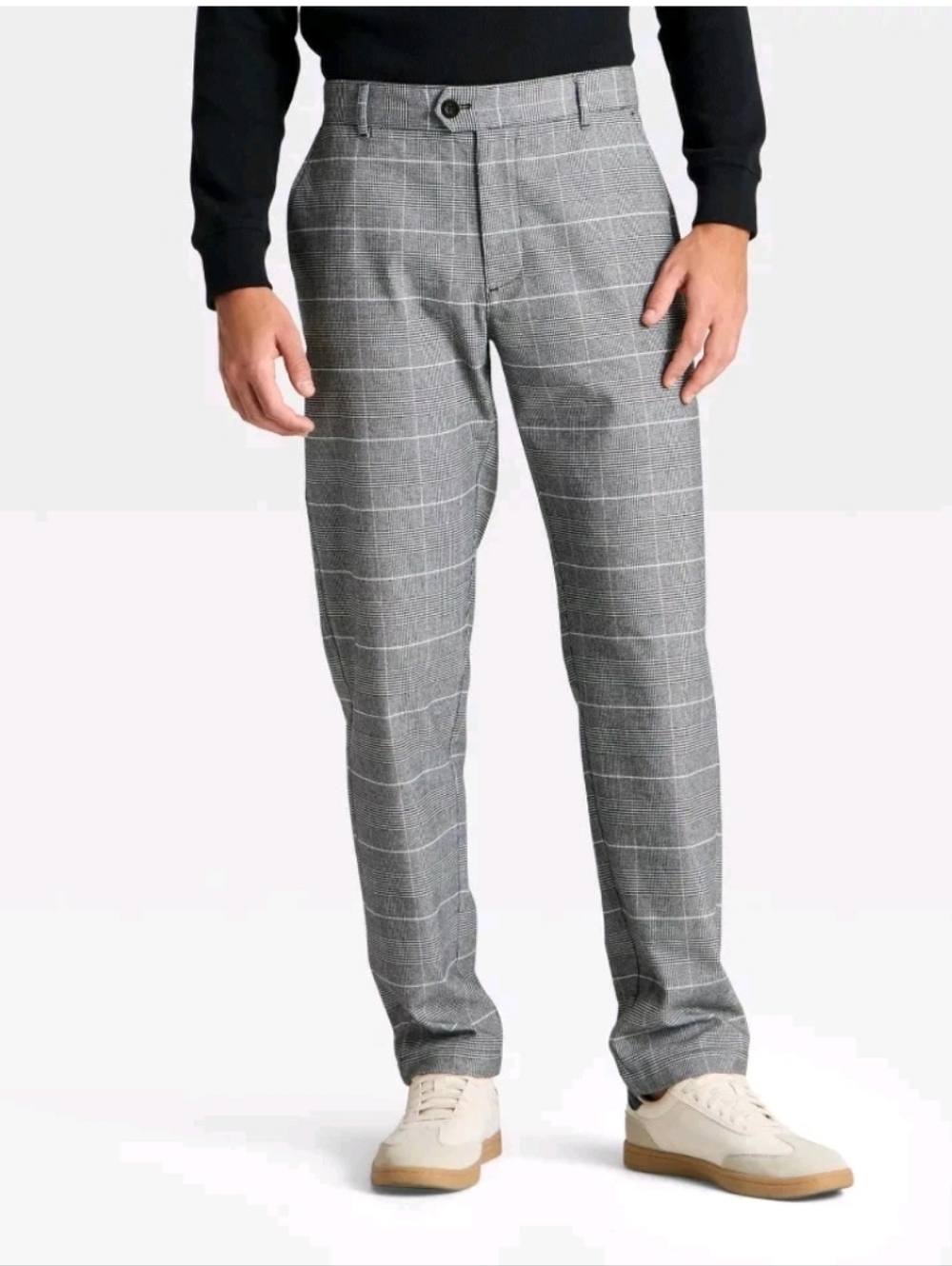 Men's Houston White Straight Leg Trousers Medium